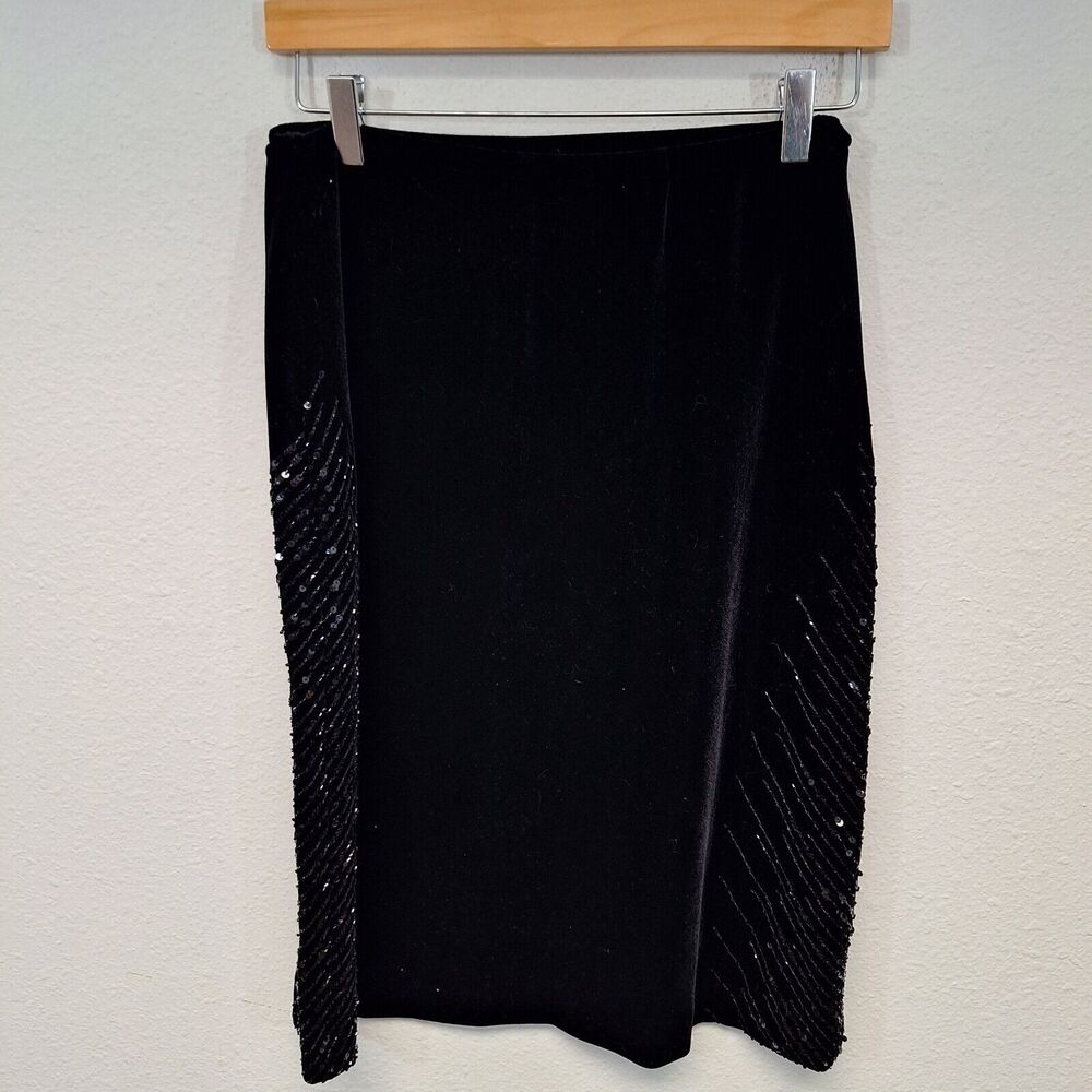 Adrianna Papell Evening Essentials A-Line Skirt Sparkle Velvet Black Women's 8
